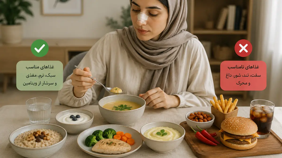 غذا بعد از عمل بینی؛ چه بخوریم و از چه چیزهایی پرهیز کنیم؟
