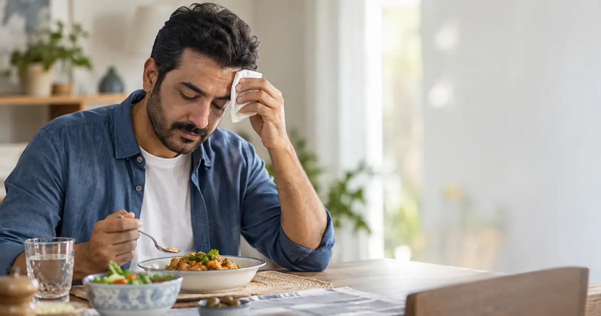 عرق کردن هنگام غذا خوردن